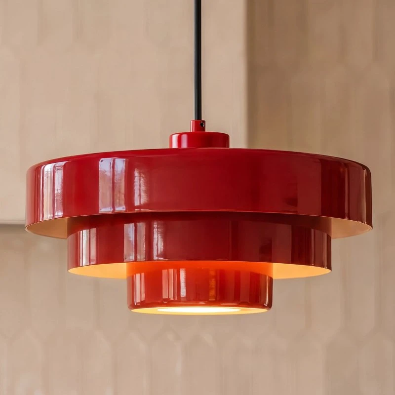 Lámpara colgante Lindby Tivra, rojo brillante, Ø 35 cm, metal