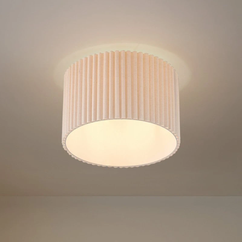 Lindby Plafón Libbie, Ø 45 cm, Lino Color Crema