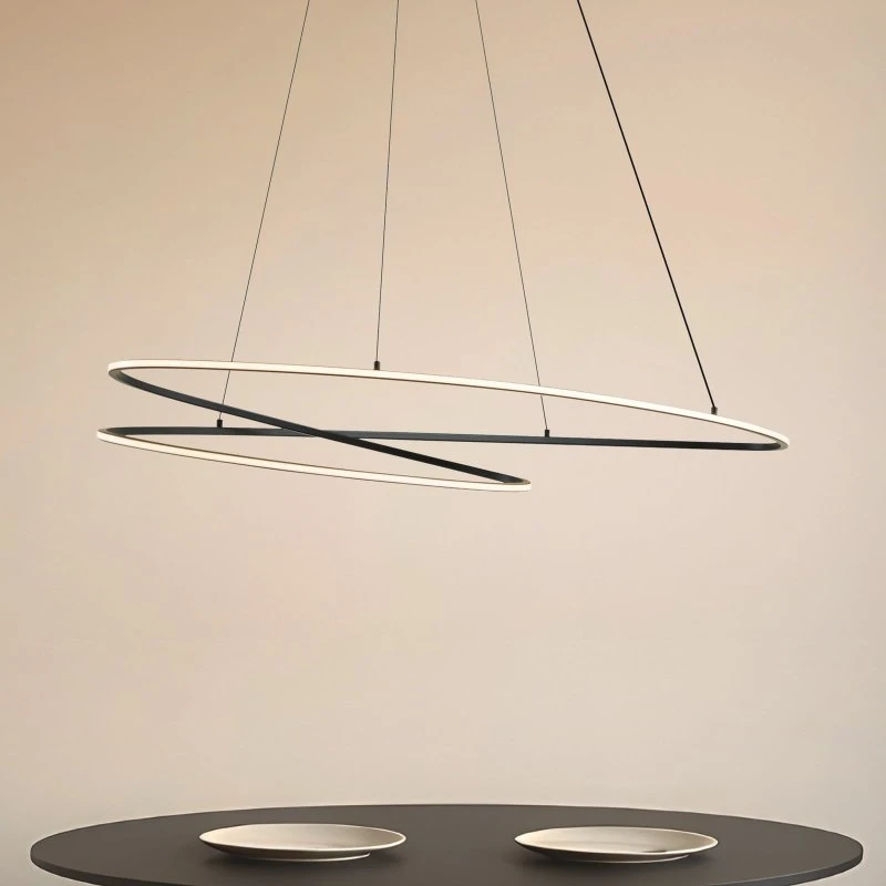 Lucande Lámpara Colgante LED Gavril Negra Atenuable 100 cm