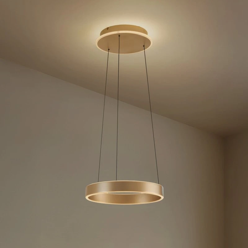 Lámpara colgante LED Lucande Tindra, Ø 40 cm, dorada, atenuable