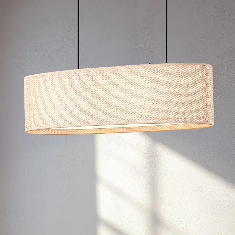 Lámpara colgante Lindby Soula beige, 78 cm, estilo rústico
