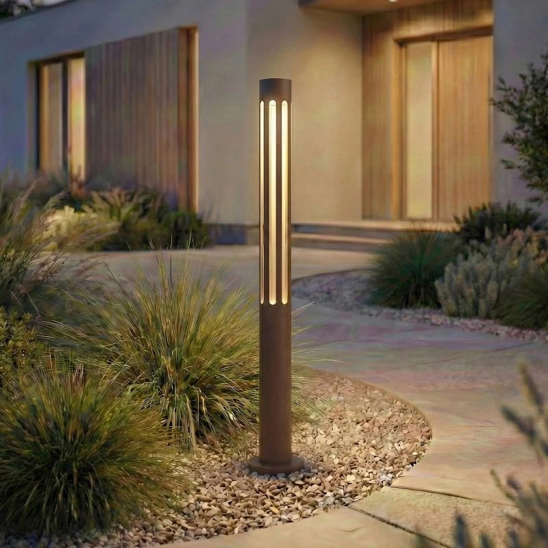 Lindby Bolardo Luminoso LED Fjorya Marrón 60 cm IP65