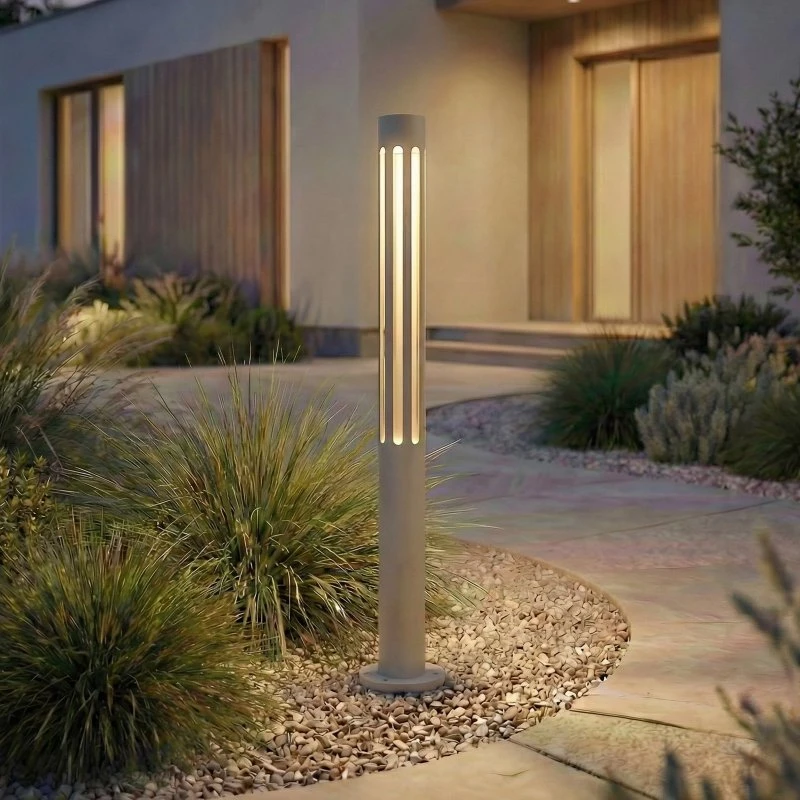 Bolardo luminoso LED Fjorya Lindby, Gris Piedra, 60 cm, IP65