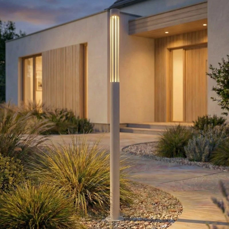 Lindby Bolardo Luminoso LED Fjorya Gris Piedra 90 cm IP65