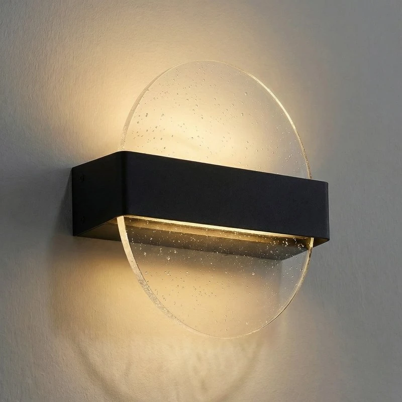Lucande Narkelo Aplique de Pared LED Negro y Cristal con Efecto Estrellas