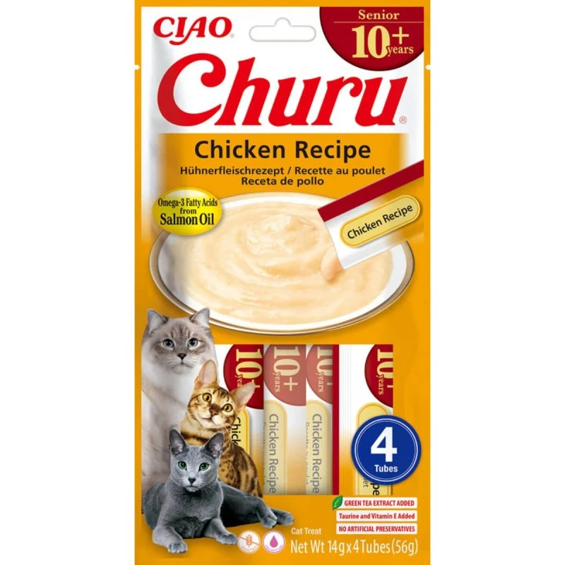 INABA Churu Cremoso Senior Pollo - Snack de Puré para Gatos