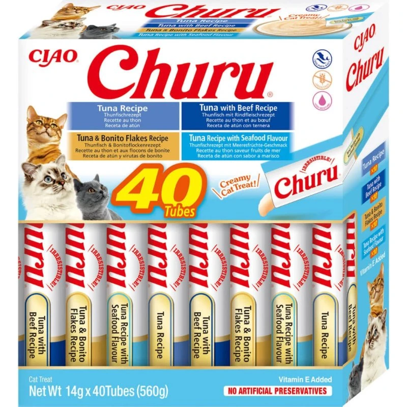 INABA Churu Churu Variedades Cremosas de Atún, 560g