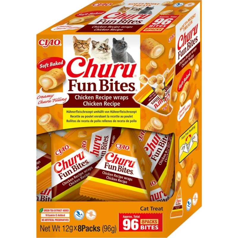 INABA Churu Churu Fun Bites Pollo, Sin Cereales, 96g