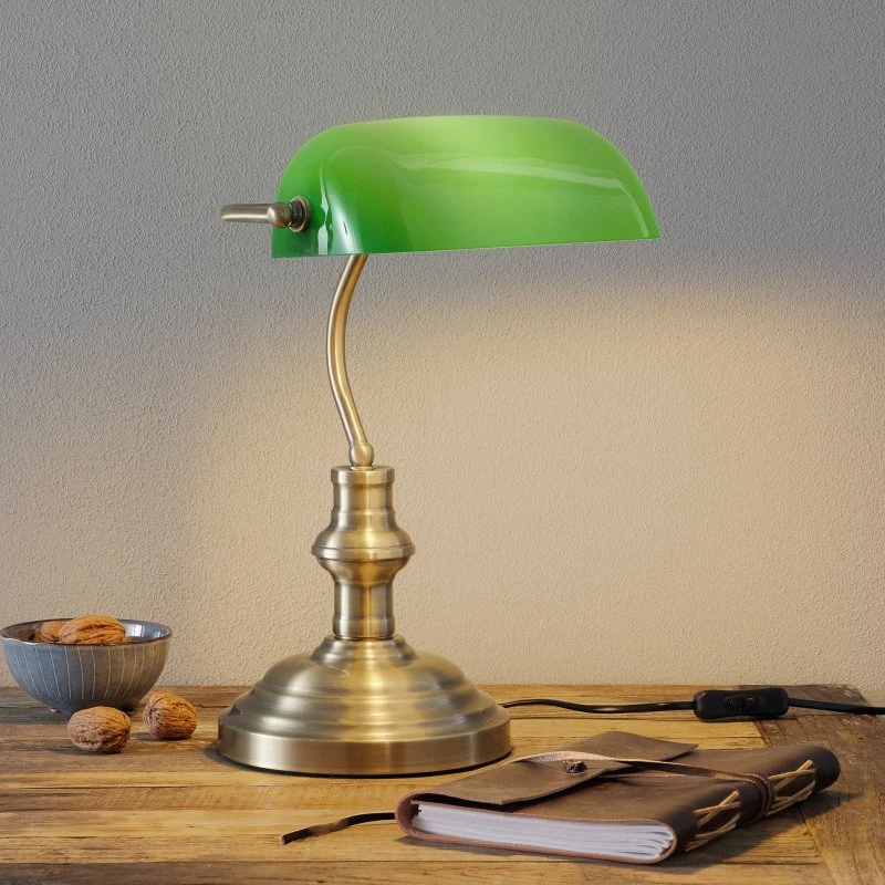 Markslöjd Lámpara de mesa Bankers 42 cm Verde y Latón