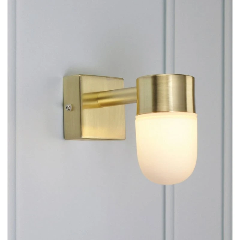 Markslöjd Lámpara de espejo Menton IP44 Brass/Ópalo