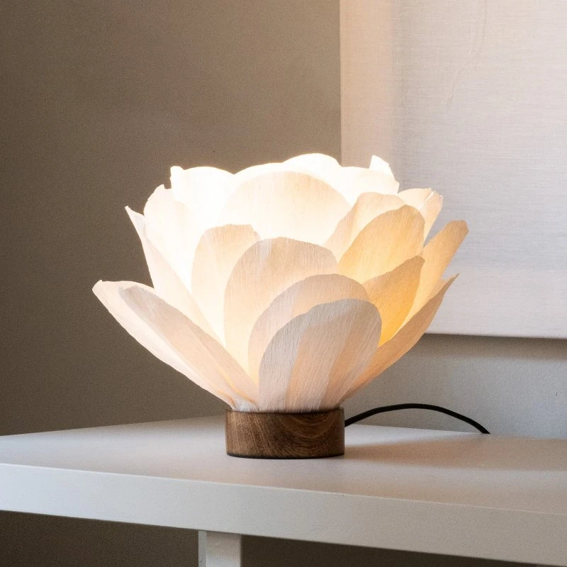 Watt & Veke Lámpara de mesa Lisa Blanca de Papel Crepé - Ø 28 cm