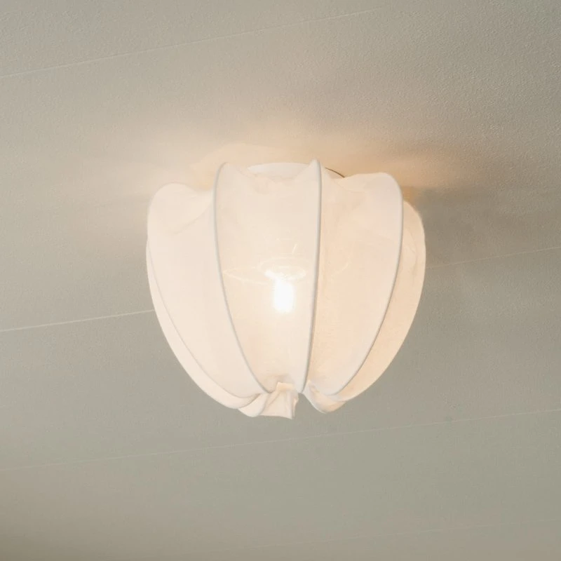 Watt & Veke Plafón Anna de Lino Blanco Ø 30 cm