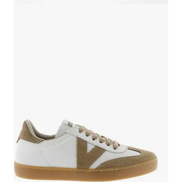 Victoria Berlin Ciclista Zapatillas Efecto Piel y Serraje Beige
