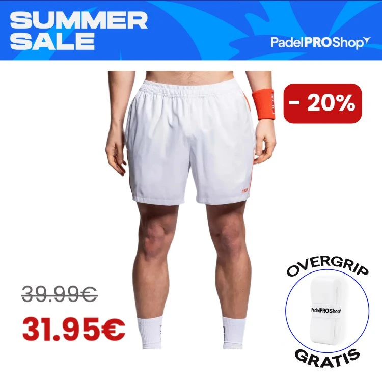 Nox Short TEAM Hombre SS26 Blanco con Detalles Rojos
