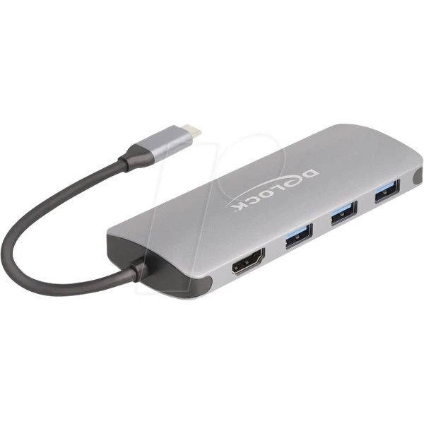 Delock Hub USB 10 Gbps, 7 Puertos, 3x USB-A, 4x USB-C, HDMI 4K, PD 3.0