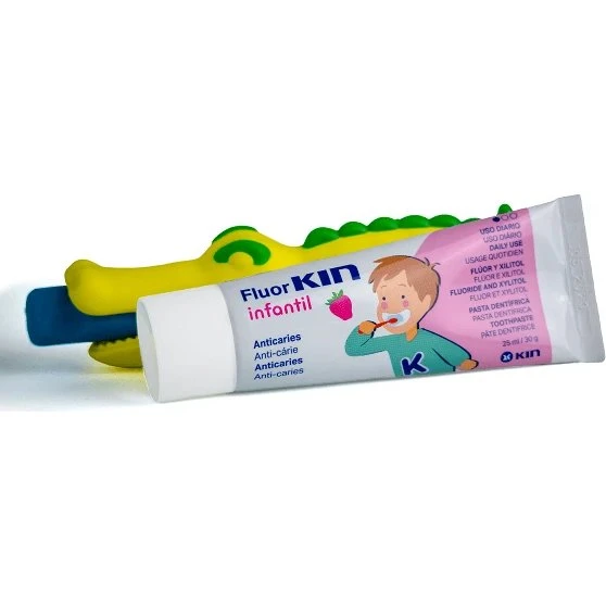 Kin Kit de Viaje Infantil con Cepillo y Pasta de Dientes de Cocodrilo
