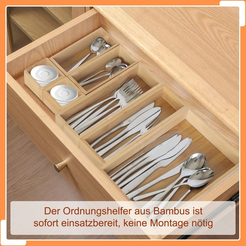 Marca: Organizador de Cajones de Bambú 7 Piezas