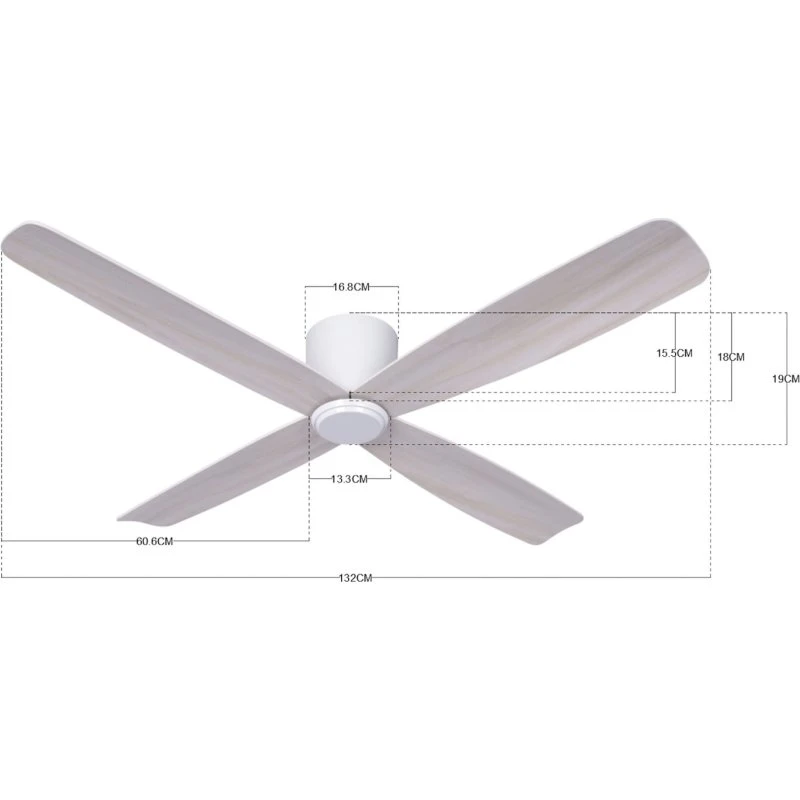 Beacon Lighting Ventilador de Techo Fraser Blanco/Roble DC 132 cm