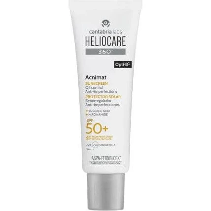 Heliocare 360 Acnimat Crema Solar FPS 50+ para Piel Grasa, 50 ml