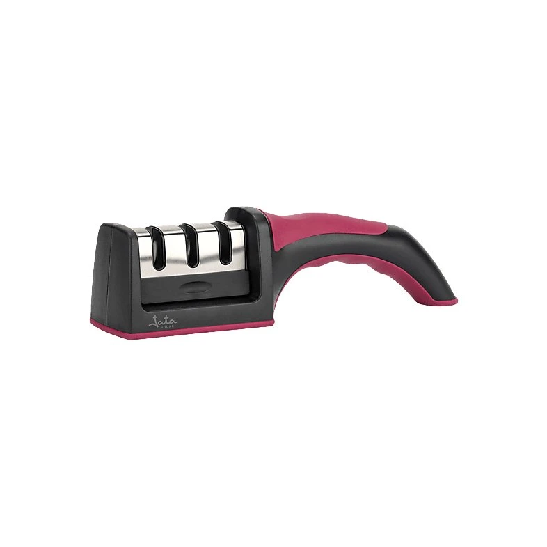 Jata HACC4541 Afilador de Cuchillos con Mango Antideslizante, Negro/Rojo
