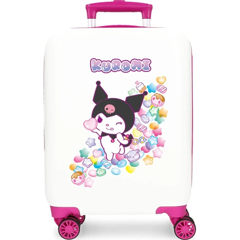 Maleta Trolley ABS Kuromi Candies Blanco-Fucsia 50 cm