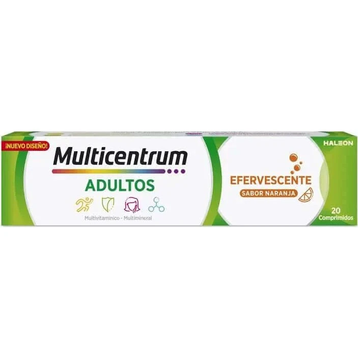Multicentrum Efervescente Multivitamínico para Adultos, 20 Comprimidos