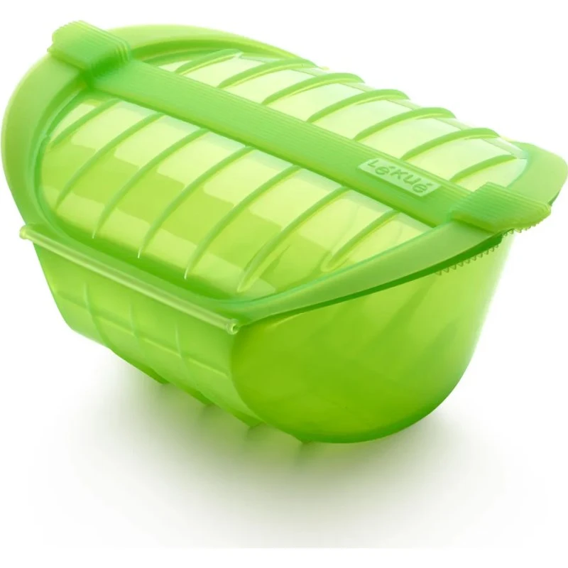 Lékué Estuche de vapor hondo para 3-4 personas, Verde