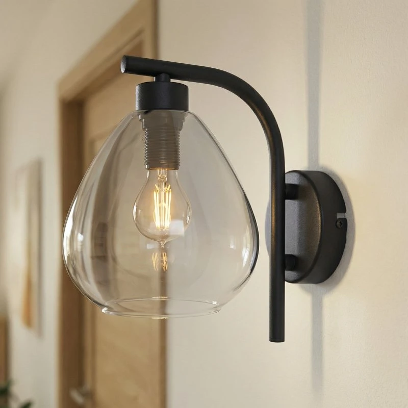 Lindby Pendura Aplique de Pared Ø15 Negro y Gris Ahumado