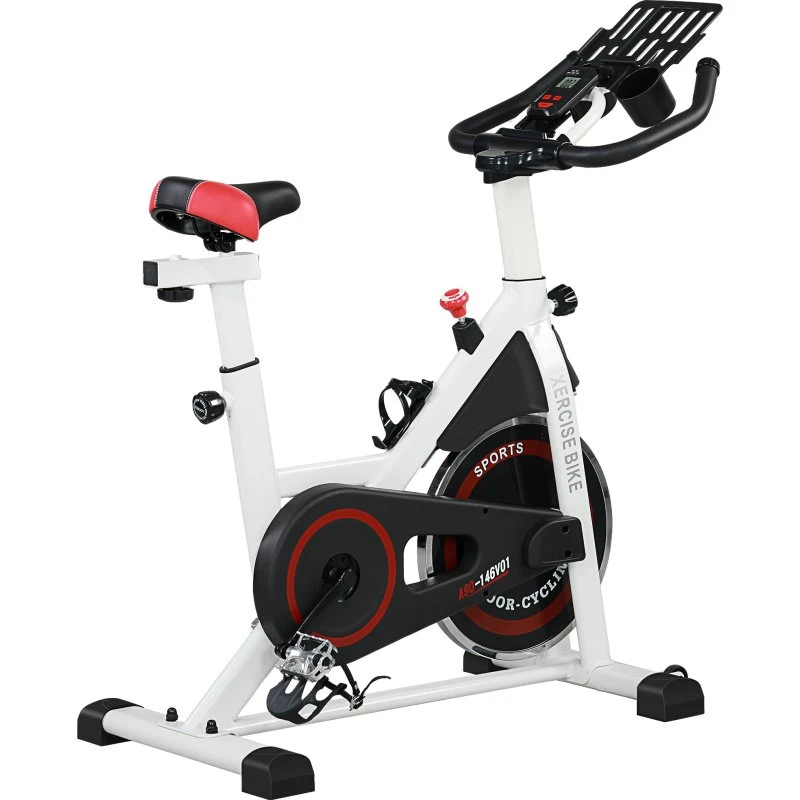 HOMCOM Bicicleta Estática 8 kg Blanco