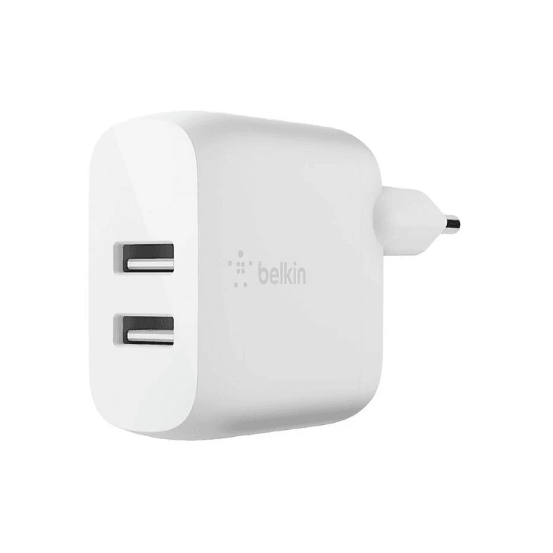 Belkin BoostCharge Cargador de Pared USB-A Doble 24W Blanco