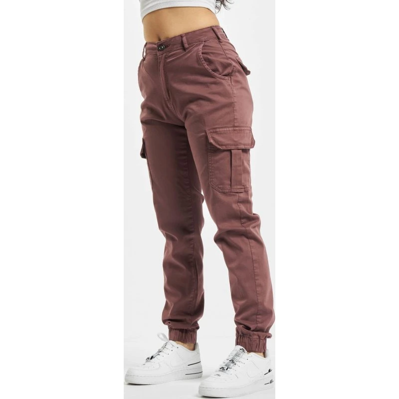 Urban Classics Pantalones Cargo de Algodón con Cintura Alta - Rojo Burdeos