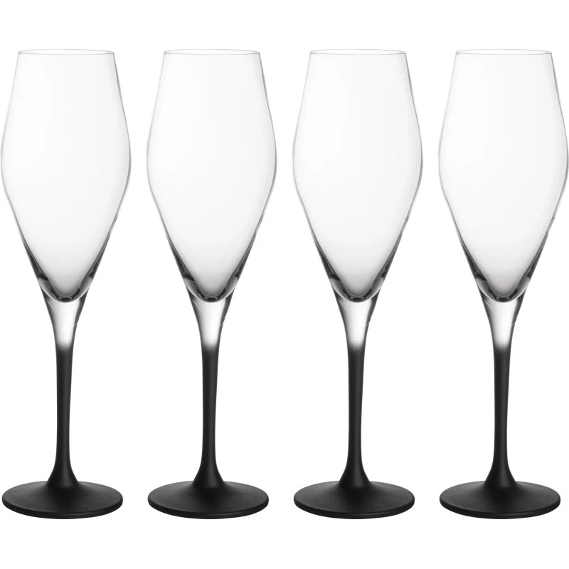 Villeroy & Boch Juego de 4 Copas de Champán Manufacture Rock Negro