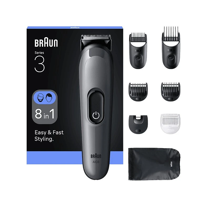 Braun Serie 3 AIO3540 Afeitadora Multifunción 8 en 1, Gris