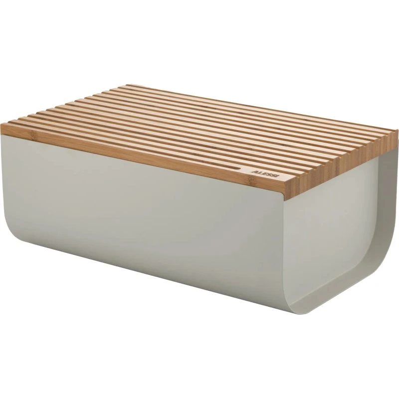 Alessi Caja de Pan Mattina 34x21cm Gris Cálido y Bambú