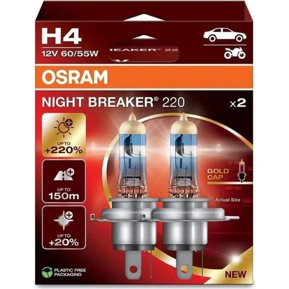 Osram Night Breaker 220 H4 Pack 2 Unidades