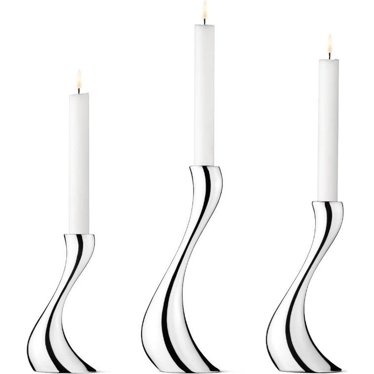 Georg Jensen Cobra Candelabros Set 3 Acero Pulido