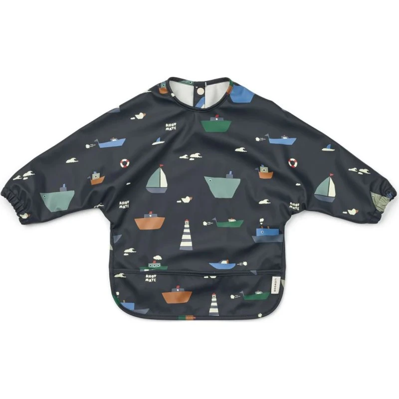 Liewood Merle Babero con Mangas Sailing/Classic Navy