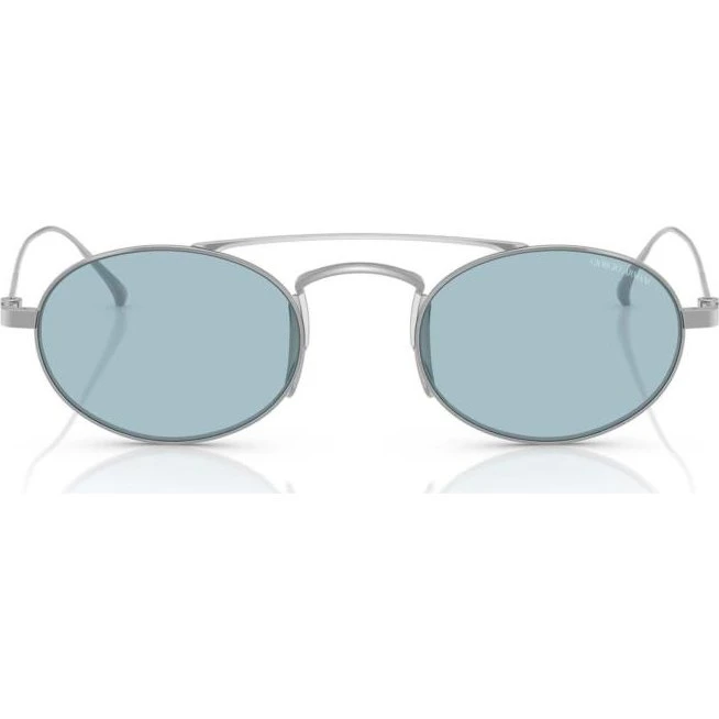 Giorgio Armani AR 6161T Gafas de Sol de Titanio Plata y Lente Azul