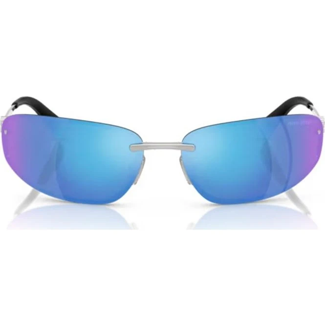 Miu Miu 0MU A50S Gafas de Sol Geométricas Plata y Azul