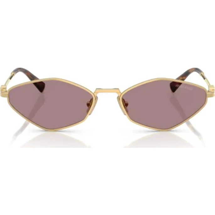 Miu Miu MU 56ZS 5AK20I Gafas de Sol Geométricas de Metal Oro y Marrón