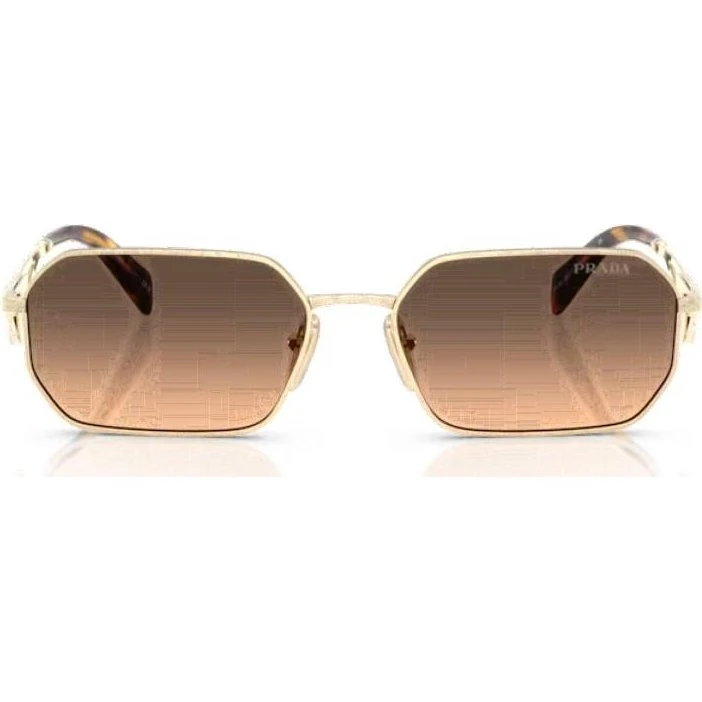 Prada PR A51S Gafas de Sol Geométricas de Oro y Marrón para Mujer