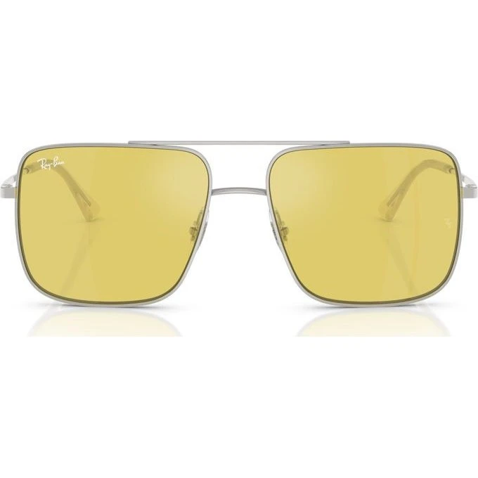 Ray-Ban RB 3758 Gafas de Sol Unisex Metal Cuadradas Plata/Amarillo