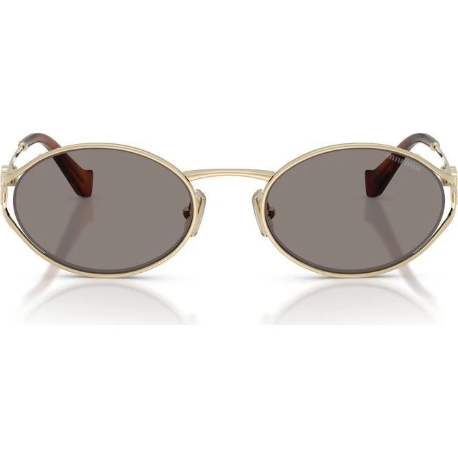 Miu Miu SMU 52YS Gafas de Sol Redondas Oro y Gris 54mm