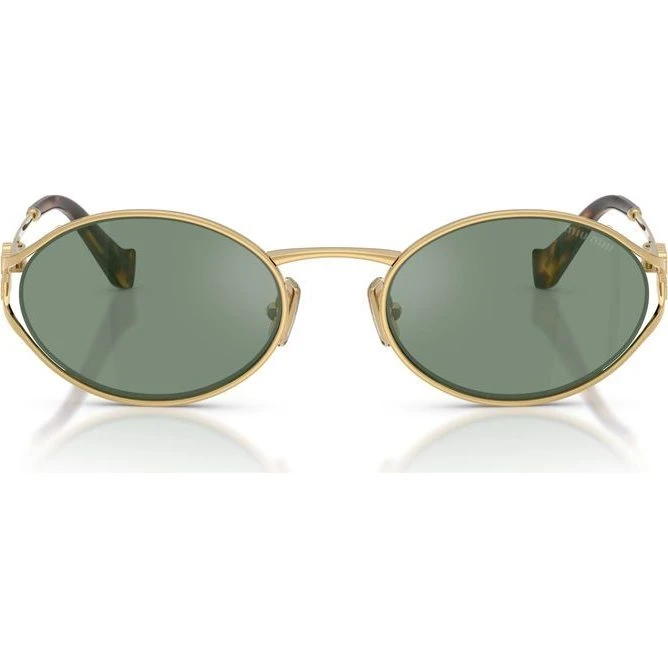 Miu Miu SMU 52YS Gafas de Sol Redondas Oro y Lente Verde 54mm