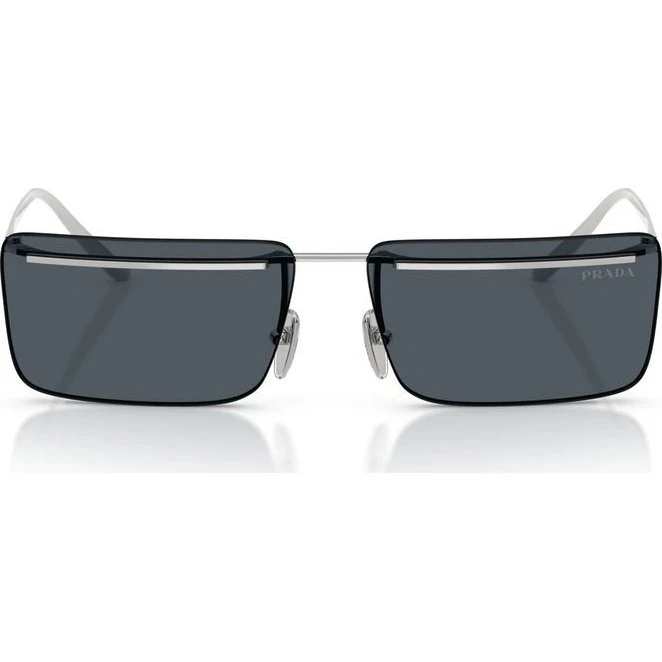 Prada PR C53S Gafas de Sol Rectangulares Plata y Gris para Hombre