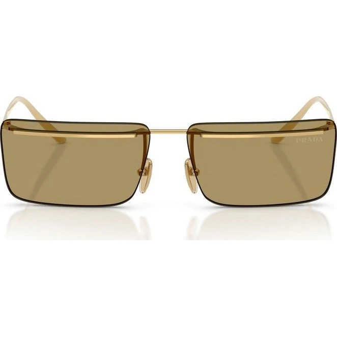 Prada PR C53S Gafas de Sol Rectangulares Oro y Verde para Hombre