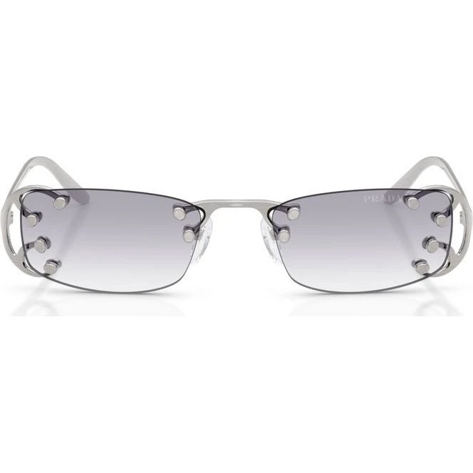 Prada PR C57S Gafas de Sol Rectangulares de Metal Plata y Lentes Grises