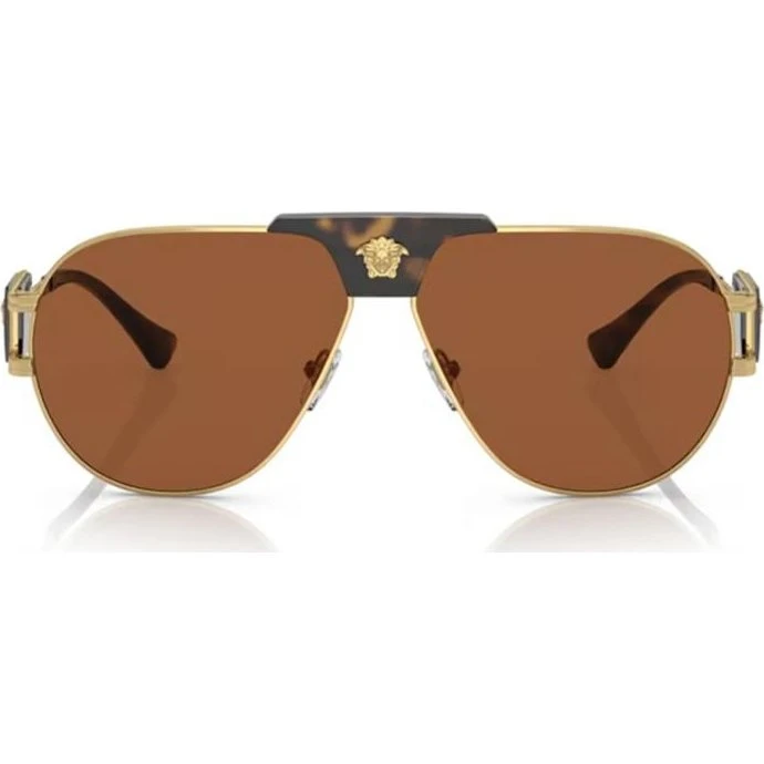 Versace Gafas de Sol VE 2252 Hombre Oro y Marrón Cuadradas
