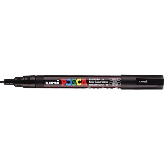 POSCA PC-3M Rotulador Negro Punta Redonda (0,9 - 1,3 mm)