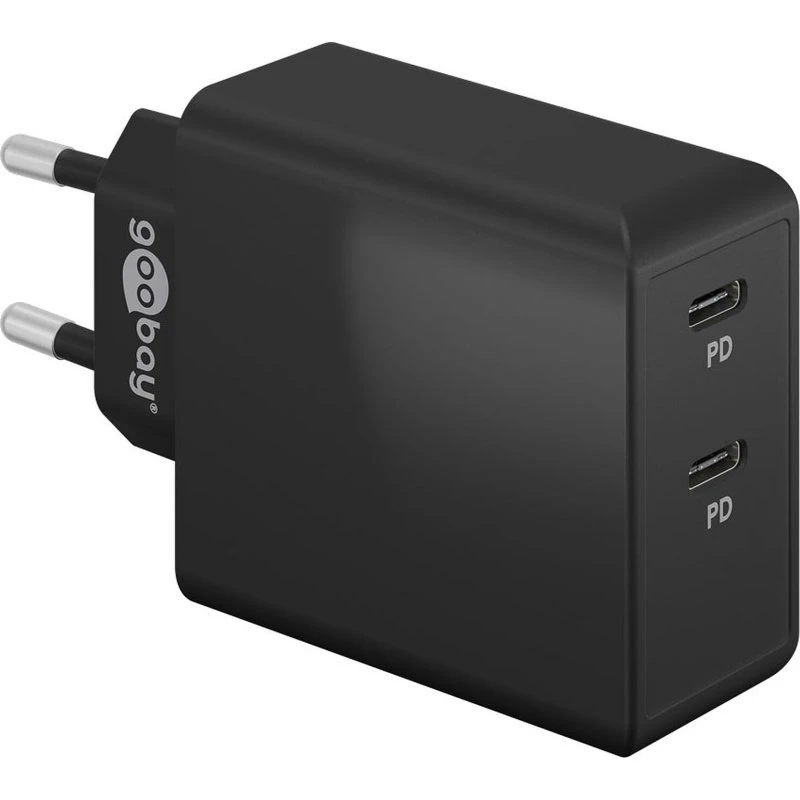 Goobay Cargador USB-C PD 36W Dual 2 Puertos Negro
